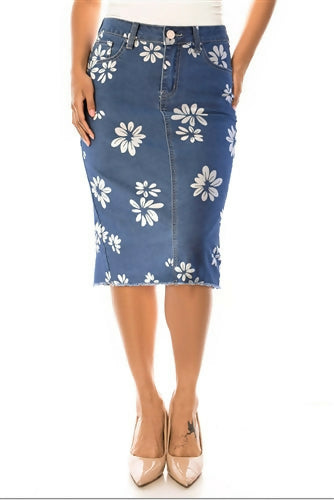 Floral Print Denim •Dark