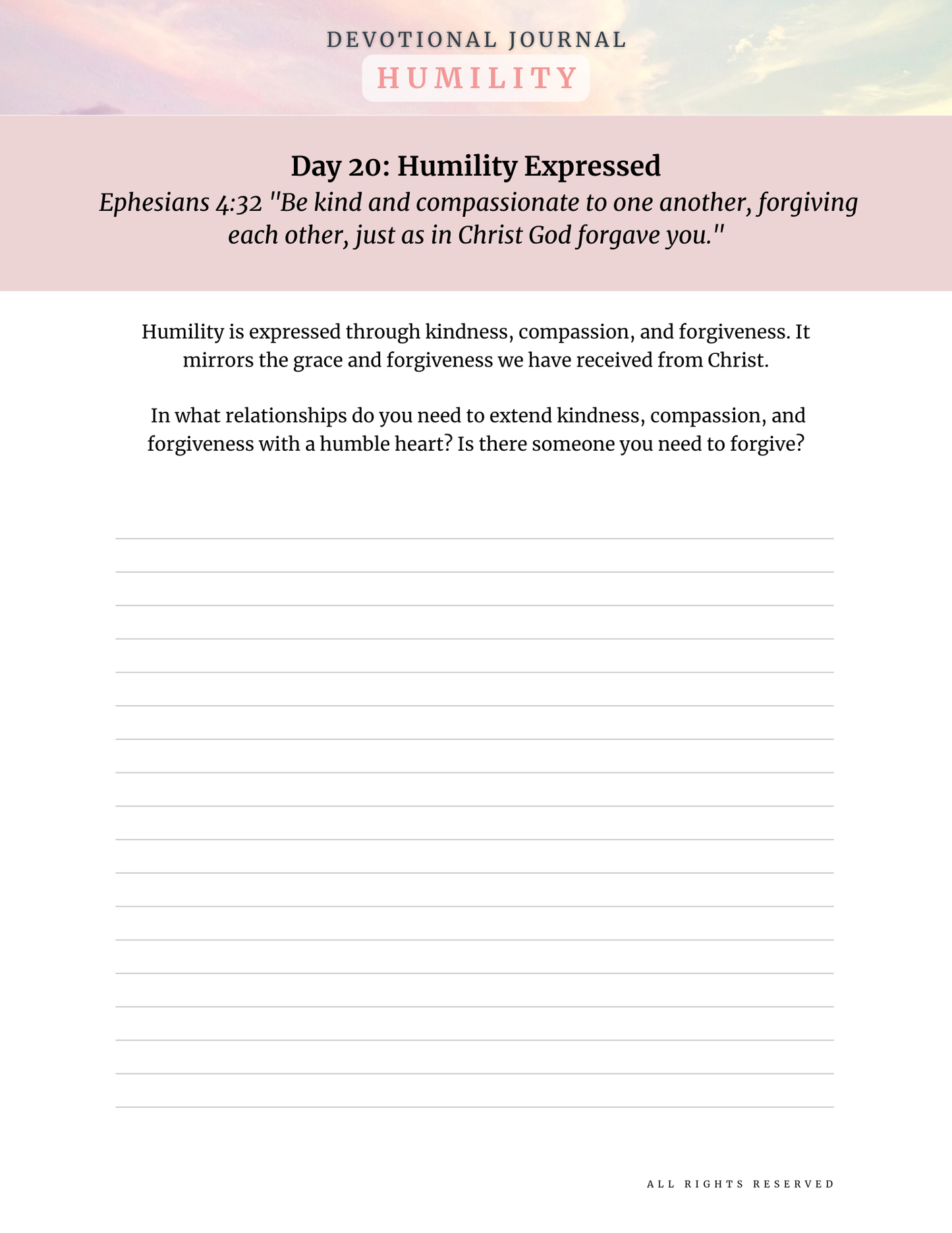 Practicing and and Cultivating Humility- 21 Day Devotional Journal (Digital or Printable)