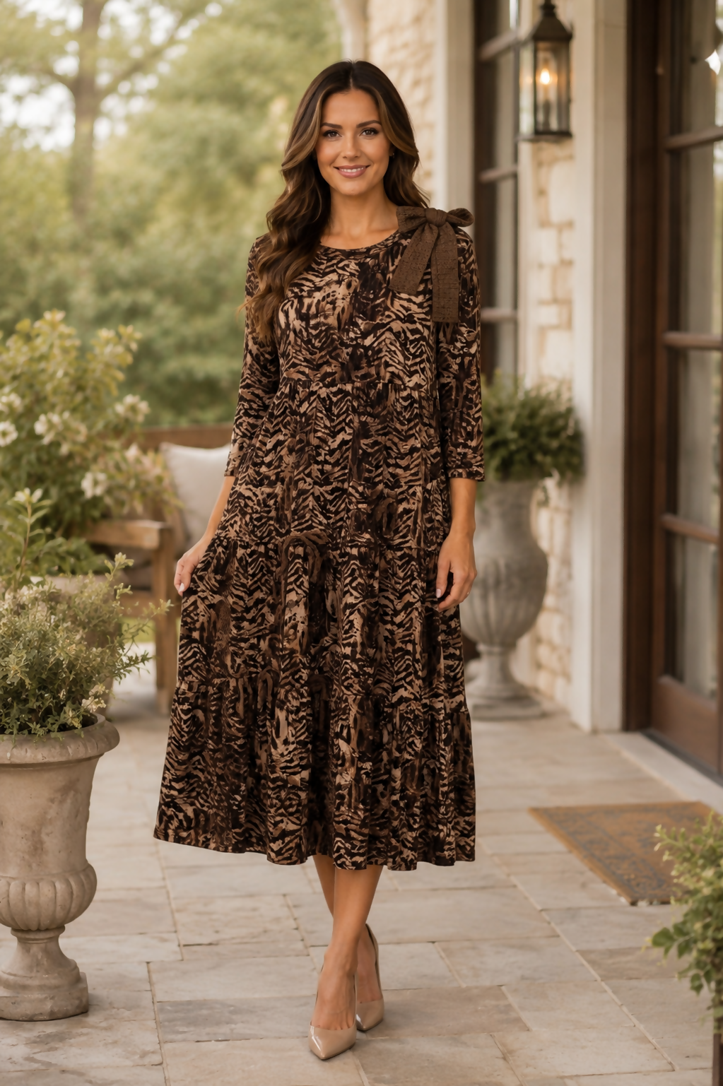 Leopard Maxi with Bows Dress