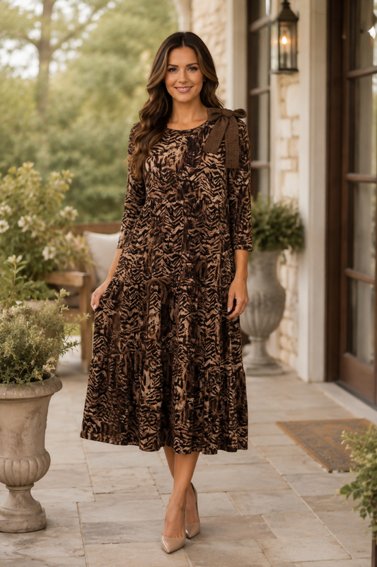 Leopard Maxi with Bows Dress
